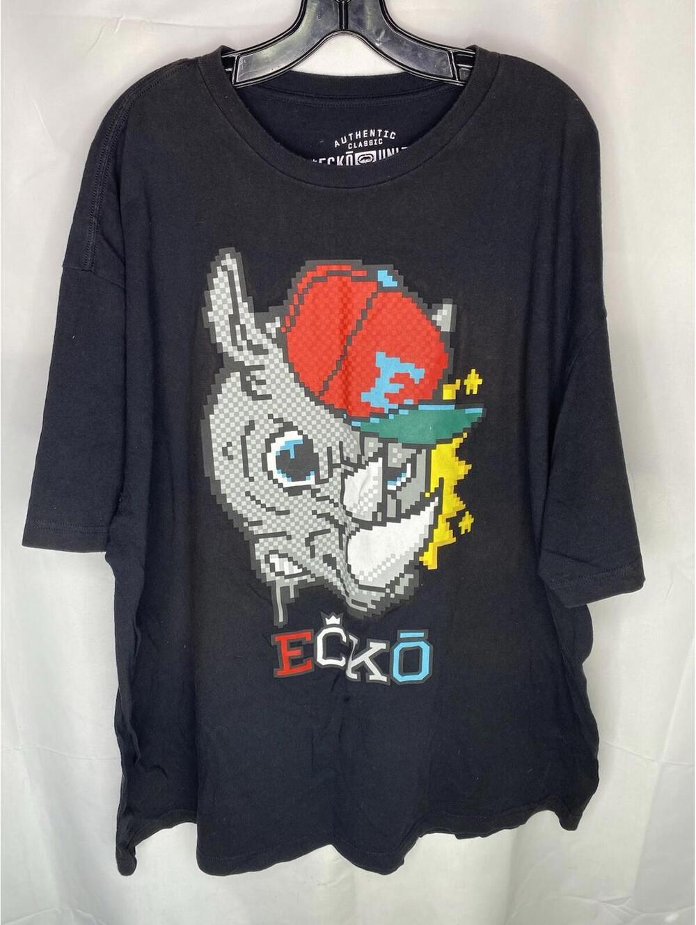Marc Ecko Unltd 8-Bit Pixelated Pixel Video Game Rhino T-Shirt Size 3XL Black